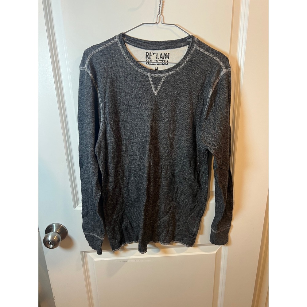 Reclaim Mens Thermal Shirt Waffle Knit Charcoal Gray Medium